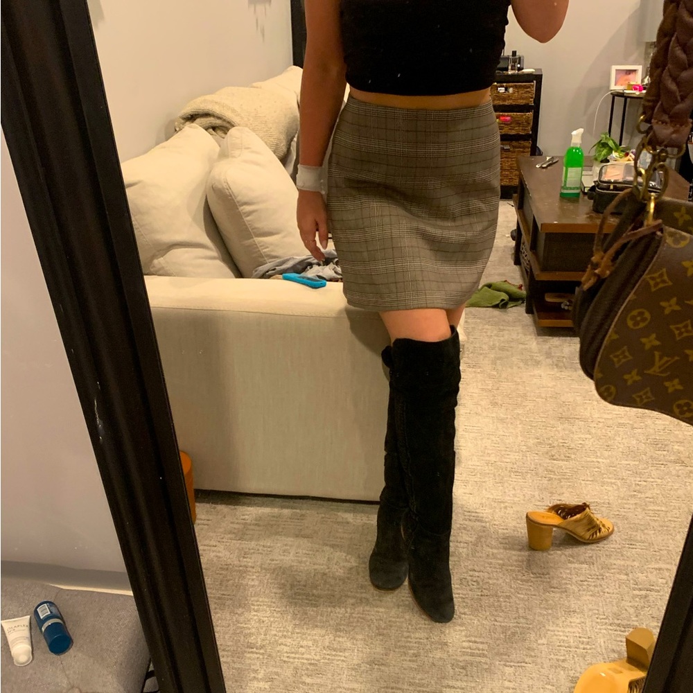 Plaid High Waisted Bodycon Pencil Skirt | Size S